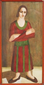 Harry Gregory Ackerman (1909) Vintage American Modernist Woman Portrait Framed Painting