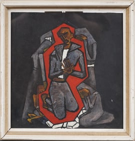 ATTR Maurice Charles Louis Van Essche (1906 - 1977) Modernist South African Landscape Oil Painting