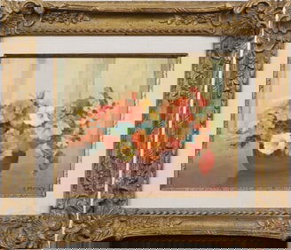 Samuel Mirsky (1883 - 1980) Vintage American Impressionist Flower Still Life Framed Oil Painting