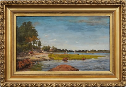 George Thompson Hobbs (1846 - 1929) Signed 19th Century American Coastal Landscape Painting