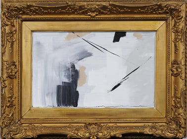 Vintage American Modernist Giltwood Framed Abstract Expressionist Original MCM Oil Painting