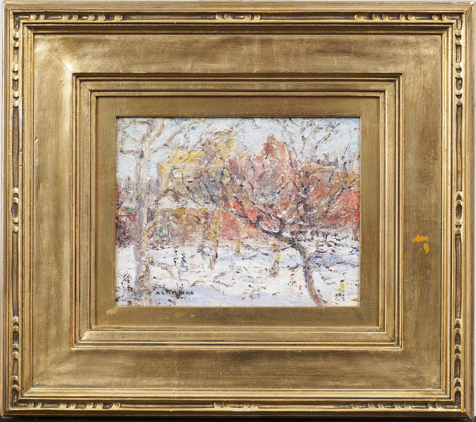 Amy Stevenson Vintage American Impressionist Nicely Framed Washington Square Park Oil Painting (1 of 8)