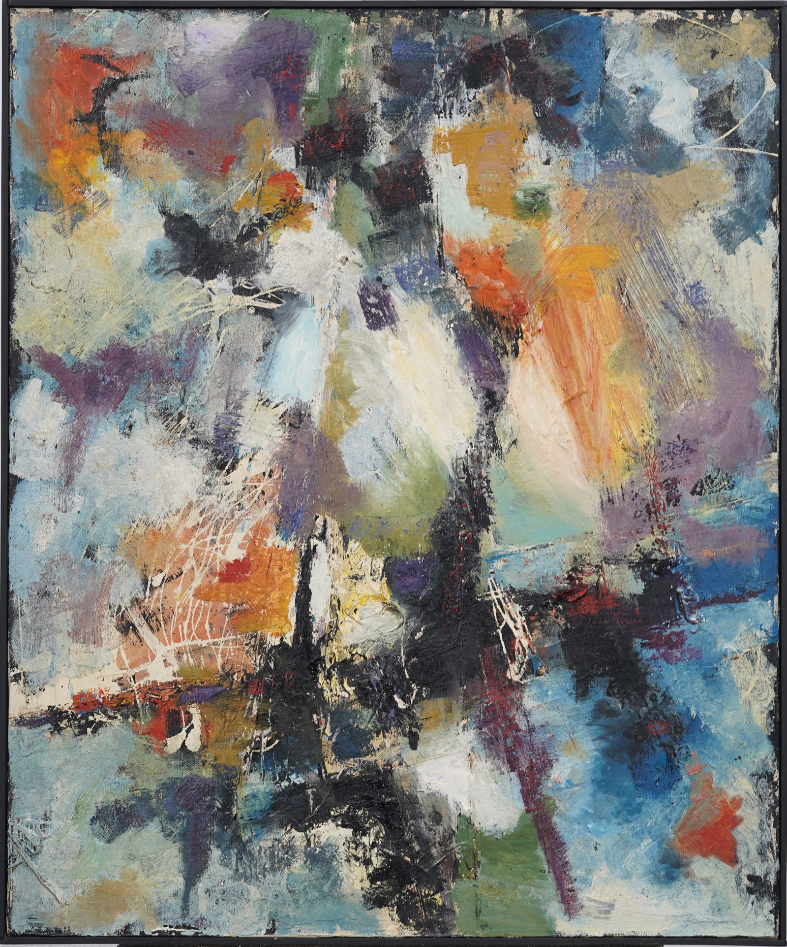 Thomas Fleming Signed Vintage American MCM Modernist Framed Abstract Expressionist Oil Painting (1 of 7)