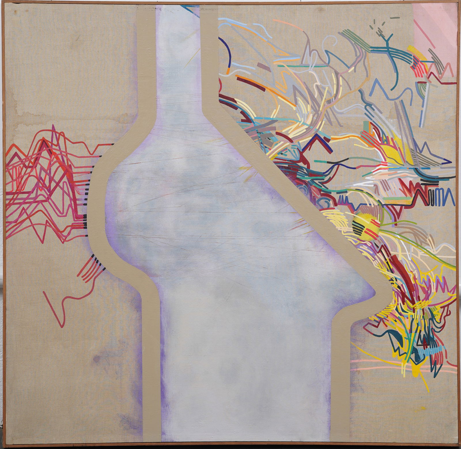 LARGE Vintage American Modernist Abstract Expressionist Framed Oil Painting (1 of 6)