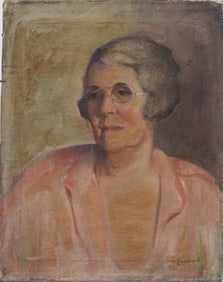 Antique American Impressionist Signed Woman Portrait Oil Painting