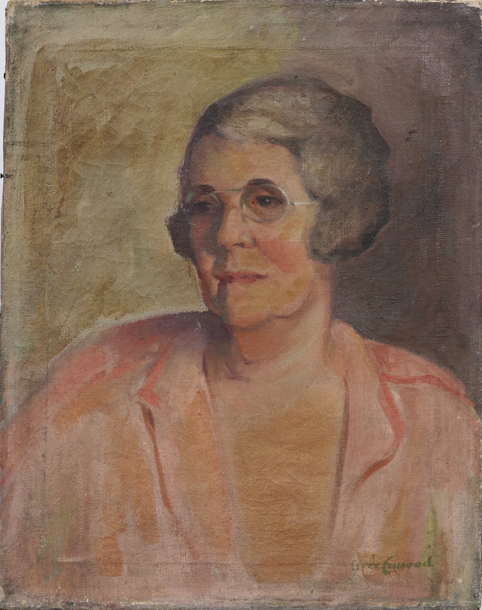 Antique American Impressionist Signed Woman Portrait Oil Painting: Vintage American oil painting. Oil on canvas. Signed. Measuring: 16 by 20 inches overall. Please see all images for condition. Size is measured and written on the back of the painting or next to each 