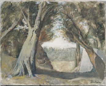 Vintage American Modernist Landscape Oil Painting