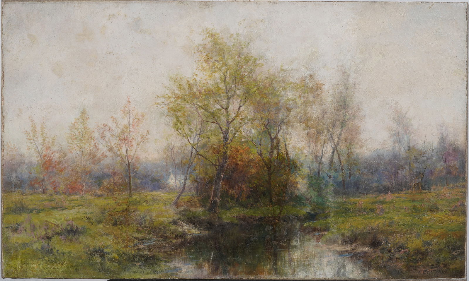 Antique American Impressionist Fall Landscape Large Signed  Oil Painting (1 of 7)