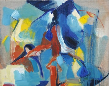 Vintage American Modernist Abstract Expressionist Oil Painting