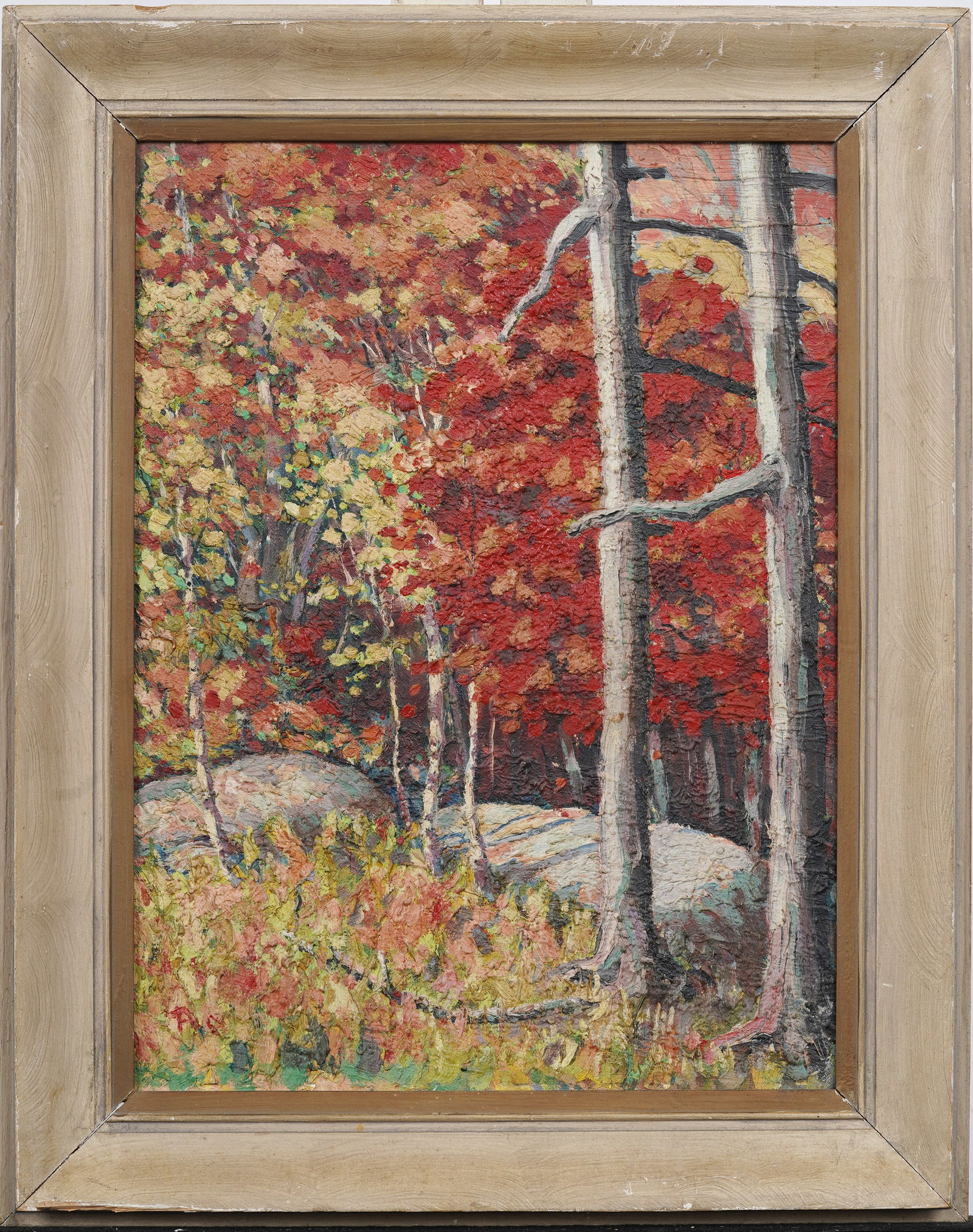 Signed Antique Canadian Impressionist Fall Landscape Framed Monogrammed Orginal Oil Painting (1 of 7)