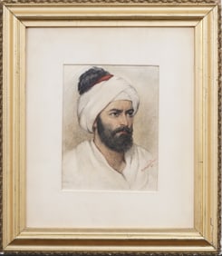 Mary B. Odenheimer-Fowler (D1898) Antique American Orientalist Male Portrait 19th C Painting