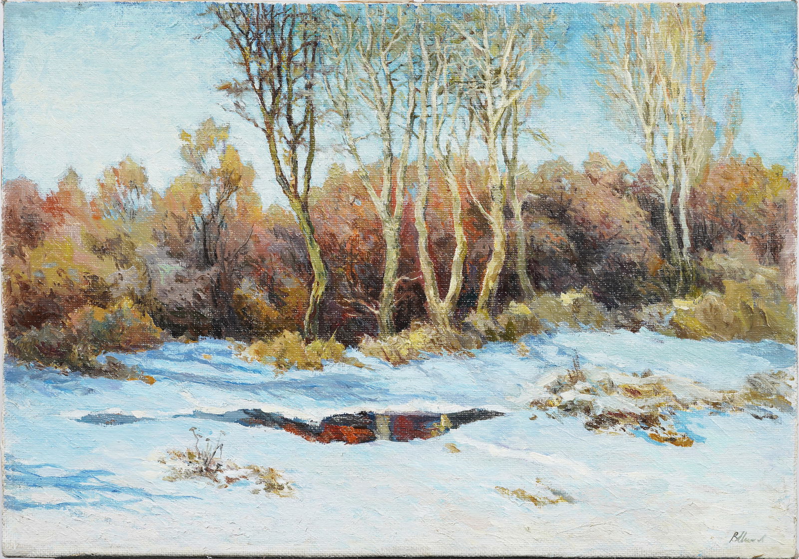 Vintage American Impressionist Winter Landscape Signed Oil Painting (1 of 6)