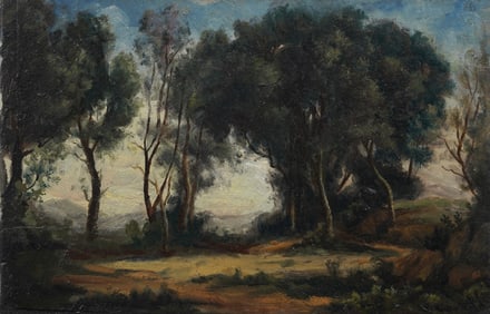 Antique European Impressionist Landscape Oil Painting