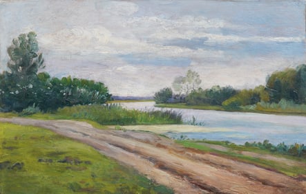 Antique French Impressionist Landscape Oil Painting