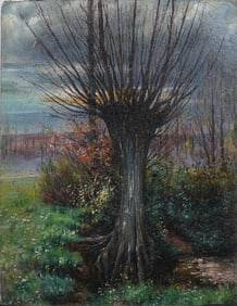 Antique European Impressionist Barbizon School Landscape Oil Painting