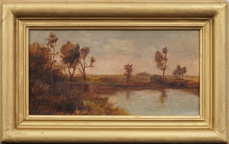 Antique European Impressionist Landscape Framed Oil Painting