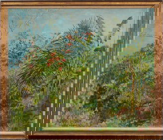 Michael Green 1966 Large Signed Vintage American Impressionist Framed Landscape Oil Painting