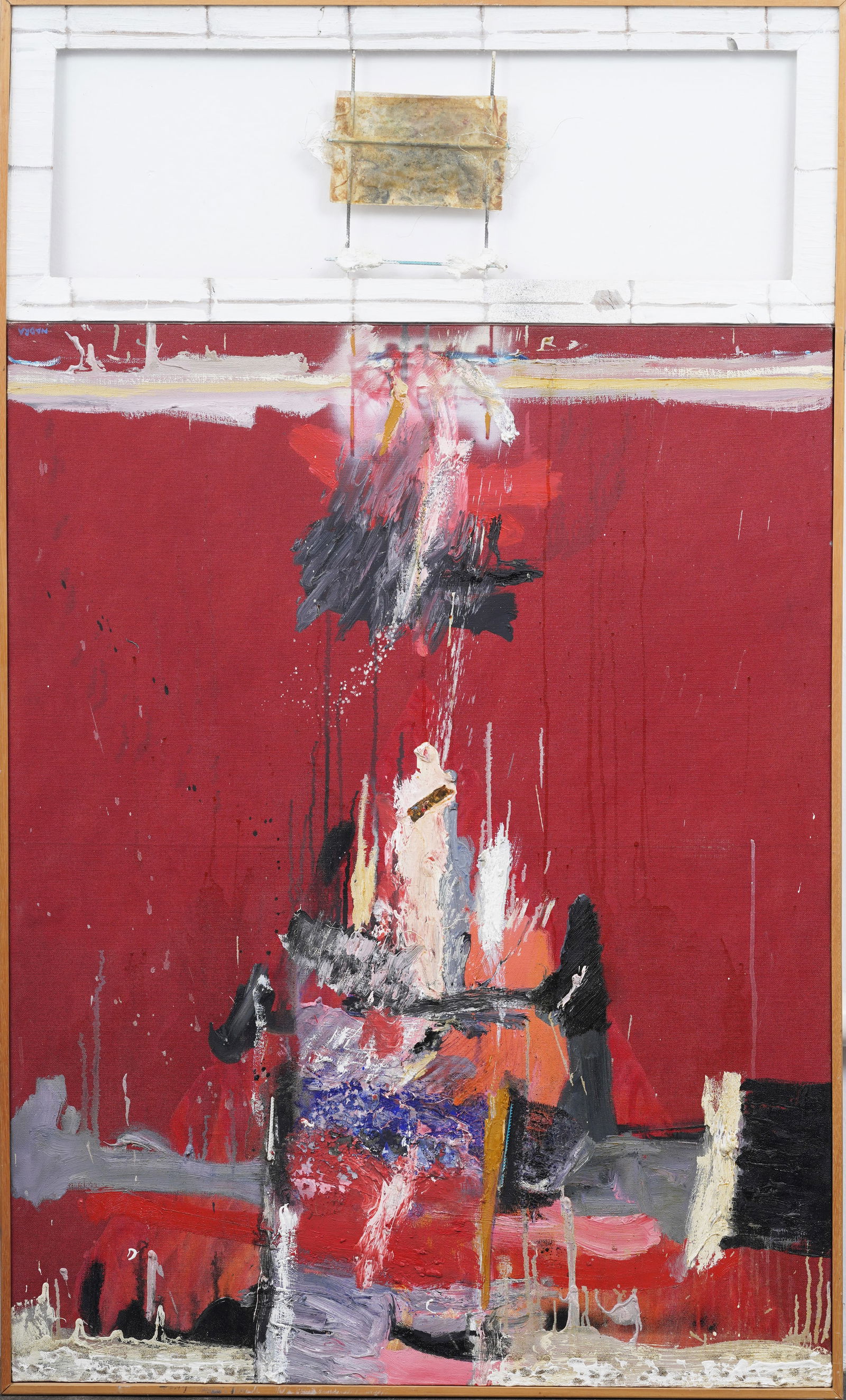 Georges Nadra Signed Vintage French Modernist Large Abstract Expressionist Framed  Oil Painting (1 of 8)