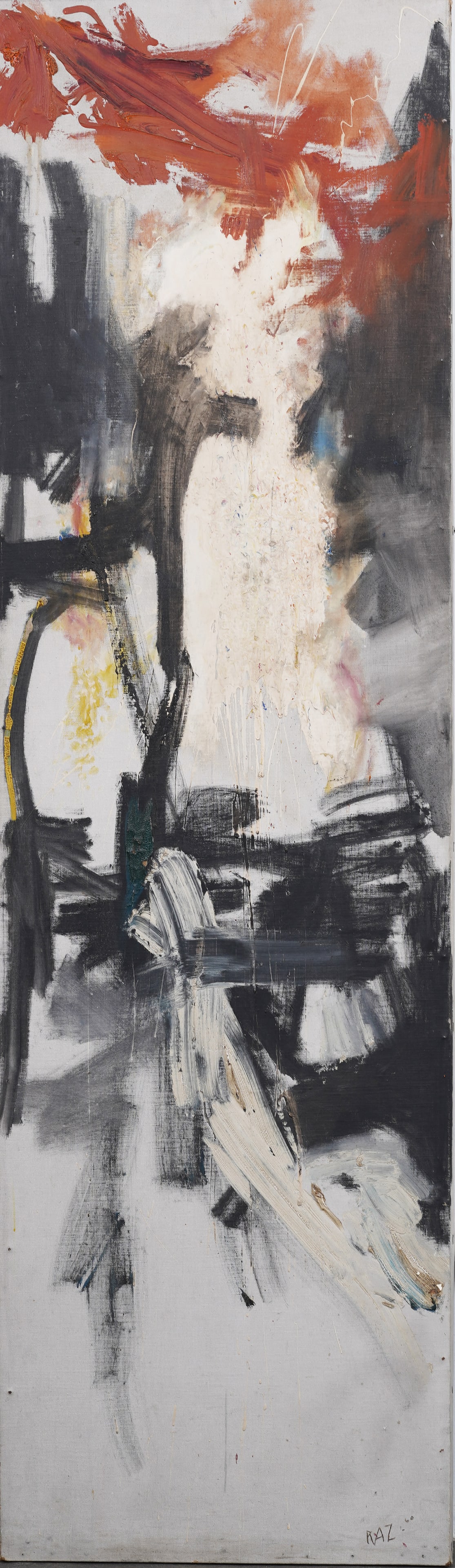 Monumental Vintage American Modernist Abstract Expressionist Monogrammed Early  Oil Painting (1 of 7)