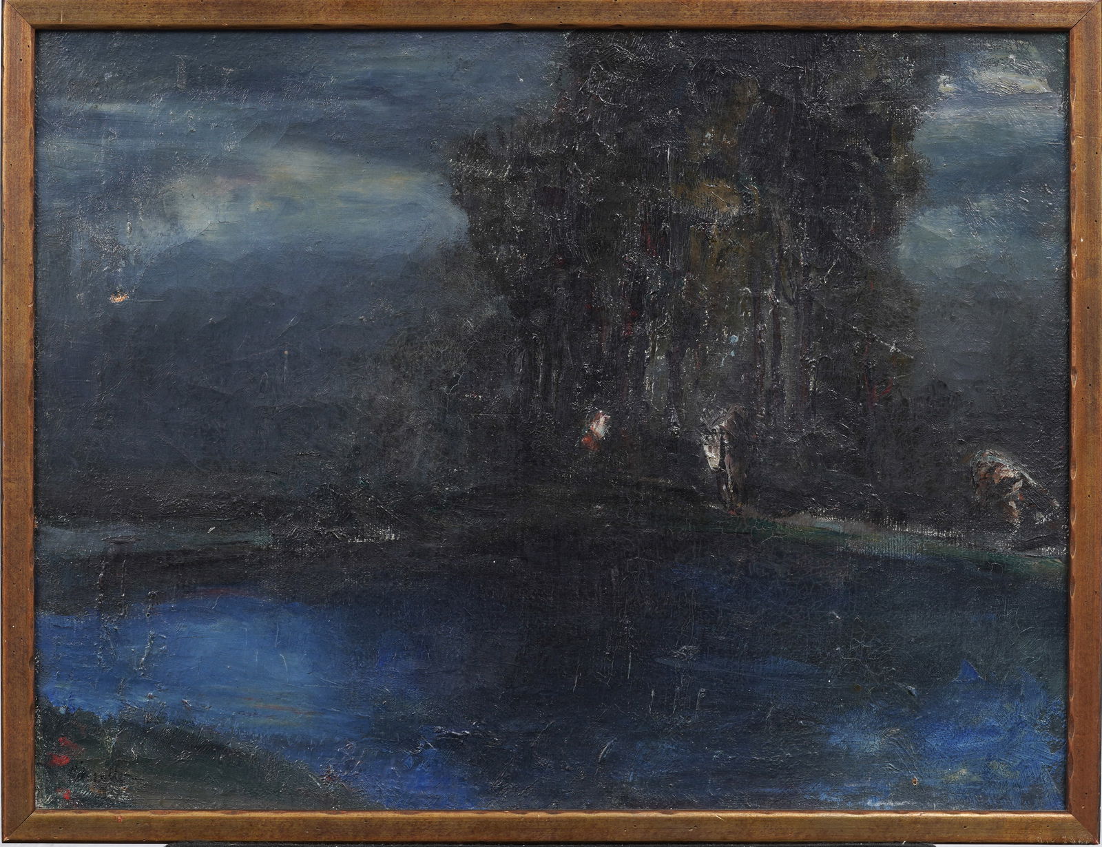 Signed Vintage American Modernist Southern School Nocturnal Swamp Landscape Oil Painting (1 of 6)