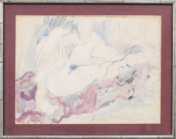 Vintage American Modernist Abstract Nude Woman Portrait Signed 1964 Signed Painting