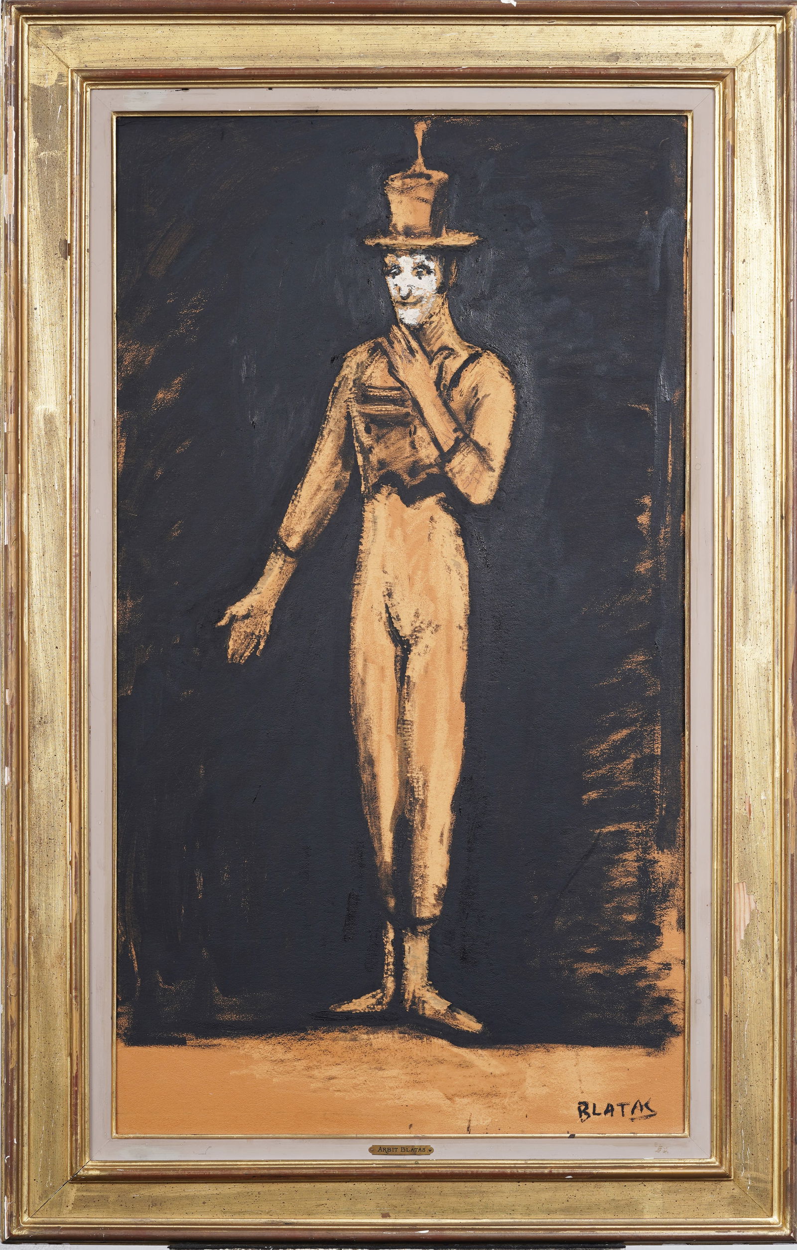 Arbit Blatas (1908-1999) Large Vintage Lithuanian American Modernist Gold Leaf Portrait Oil Painting (1 of 8)