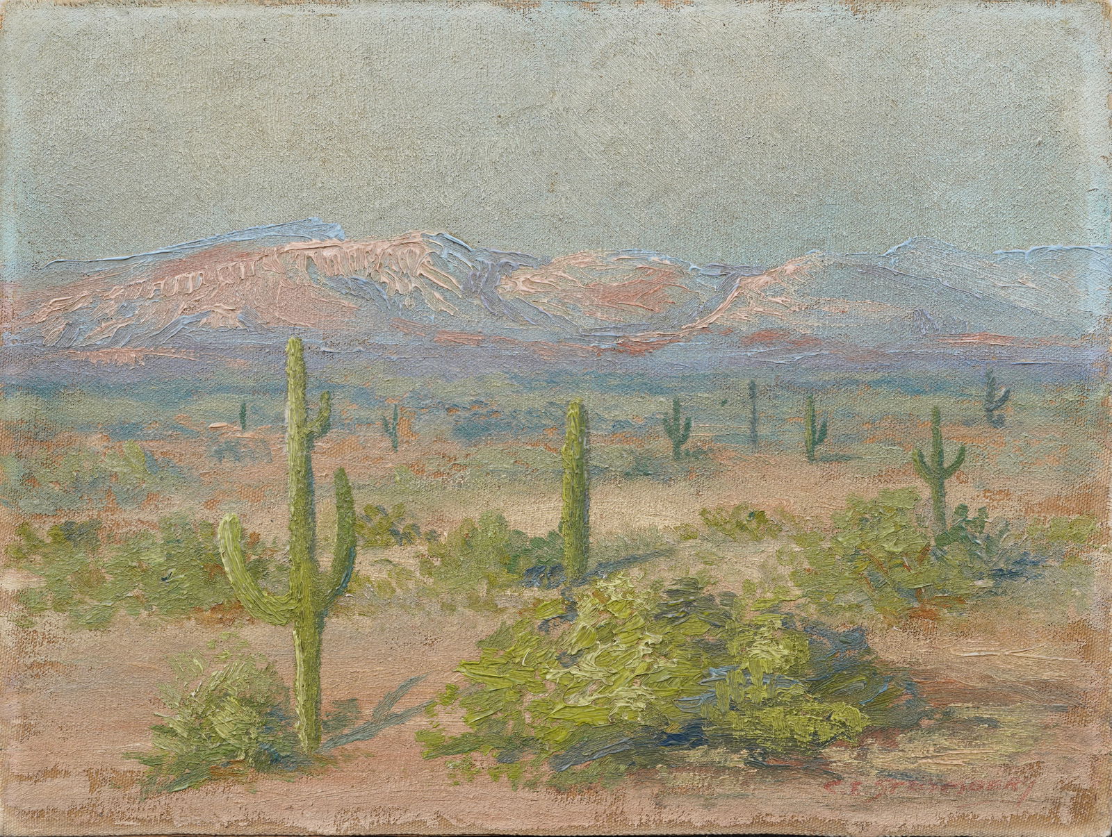 White Spar Arizona Signed Antique American Impressionist Landscape Oil Painting (1 of 8)