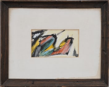 Vintage American Modernist Framed Abstract Expressionist Signed Painting