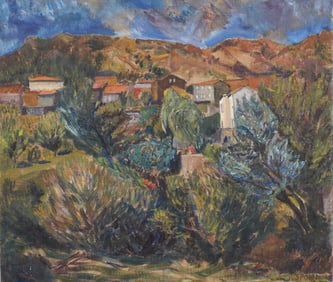 Signed Spohn Vintage American Impressionist California Landscape Fauvist Impressionist Oil Painting