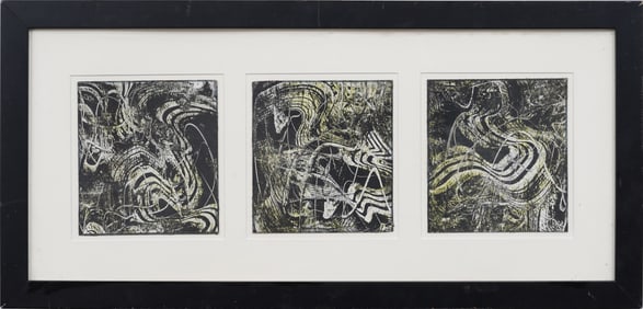 Vintage American Modernist Set of Engravings Framed