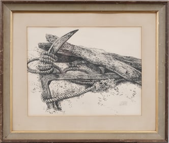 ATTR Joseph Henry Sharp (1859 - 1953) Vintage American Realist Western Pen Ink Drawing