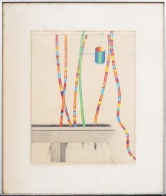 Naoto Nakagawa (b. 1944) Signed American Modernist Mixed Media 1967 Modernist Kulicke Frame Painting
