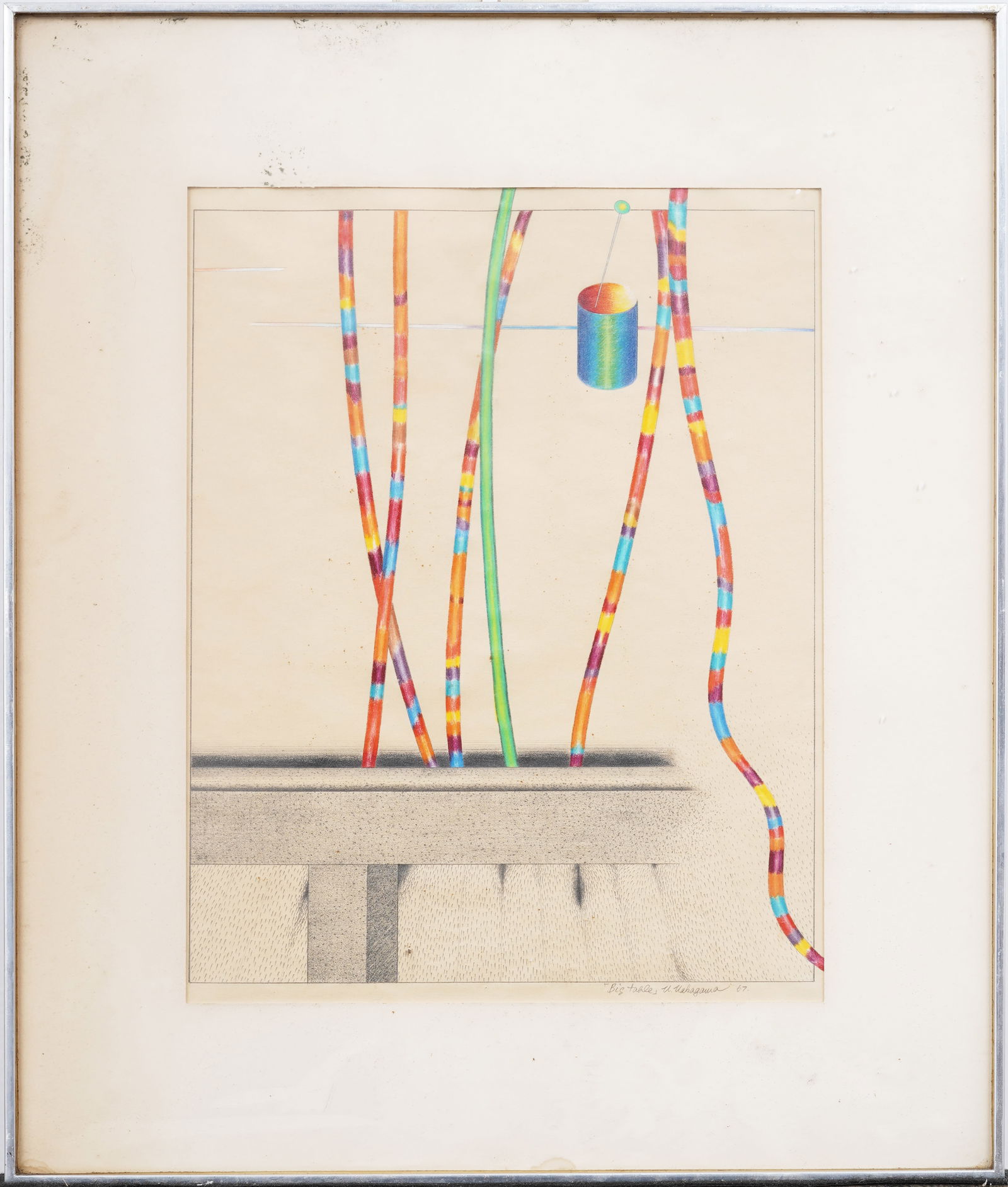 Naoto Nakagawa (b. 1944) Signed American Modernist Mixed Media 1967 Modernist Kulicke Frame Painting (1 of 6)