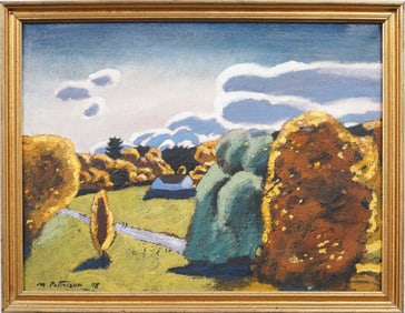 Michael Patterson (born 1943) American Modernist Signed Landscape "M. Patterson" Framed Oil Painting