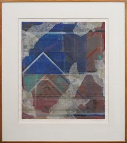 Robert Kelly (American, b. 1956) Vintage American Modernist Signed Framed Abstract Mixed Media