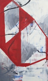 Monumental Vintage American School Abstract Expressionist Modernist Oil Painting