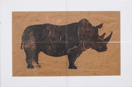 Robert Tucker "Rhinoceros" Colored Ink and Pencil on Paper