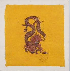 Vintage Asian Dragon Mixed Media Painting by Robert Tucker