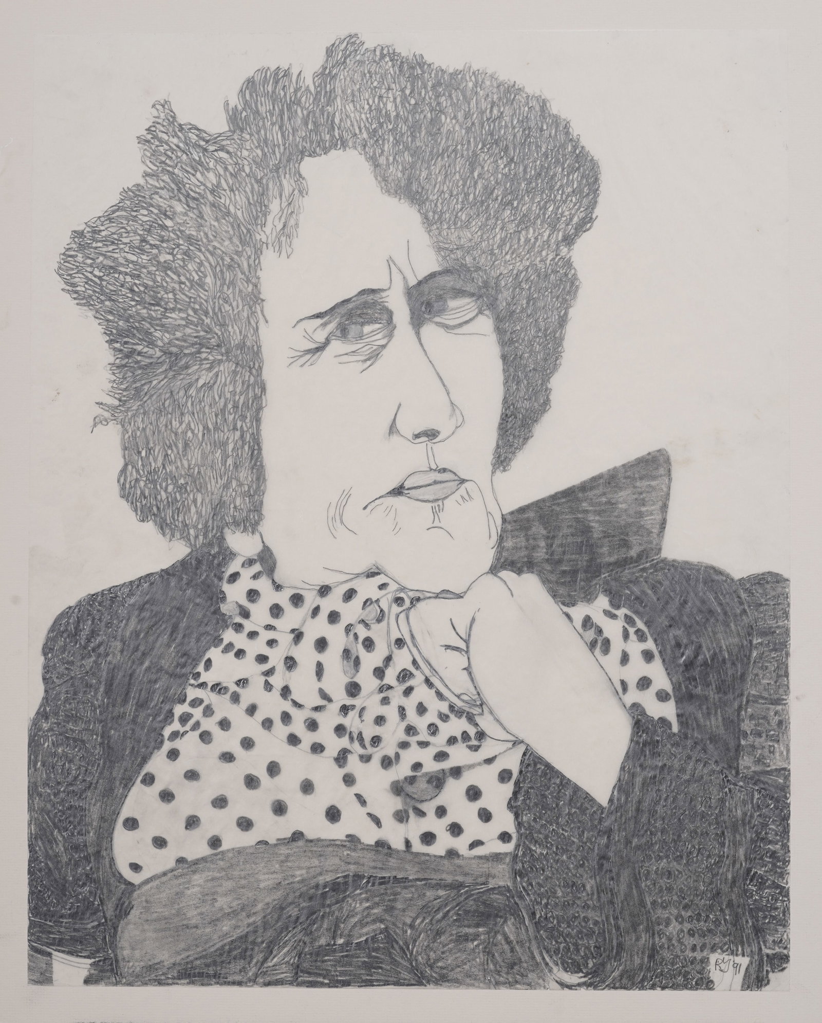 Vintage American Modernist Portrait Drawing by Robert Tucker (1 of 5)