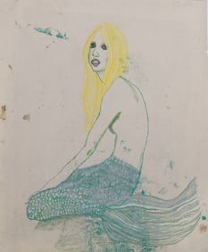 Vintage American Modernist Mermaid lithograph by Robert Tucker