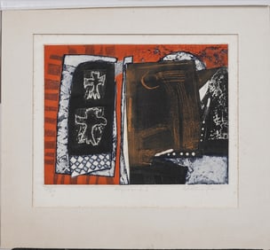 "Azincourt I" British Modernist Abstract Print Alistair Grant (1925-1997).
