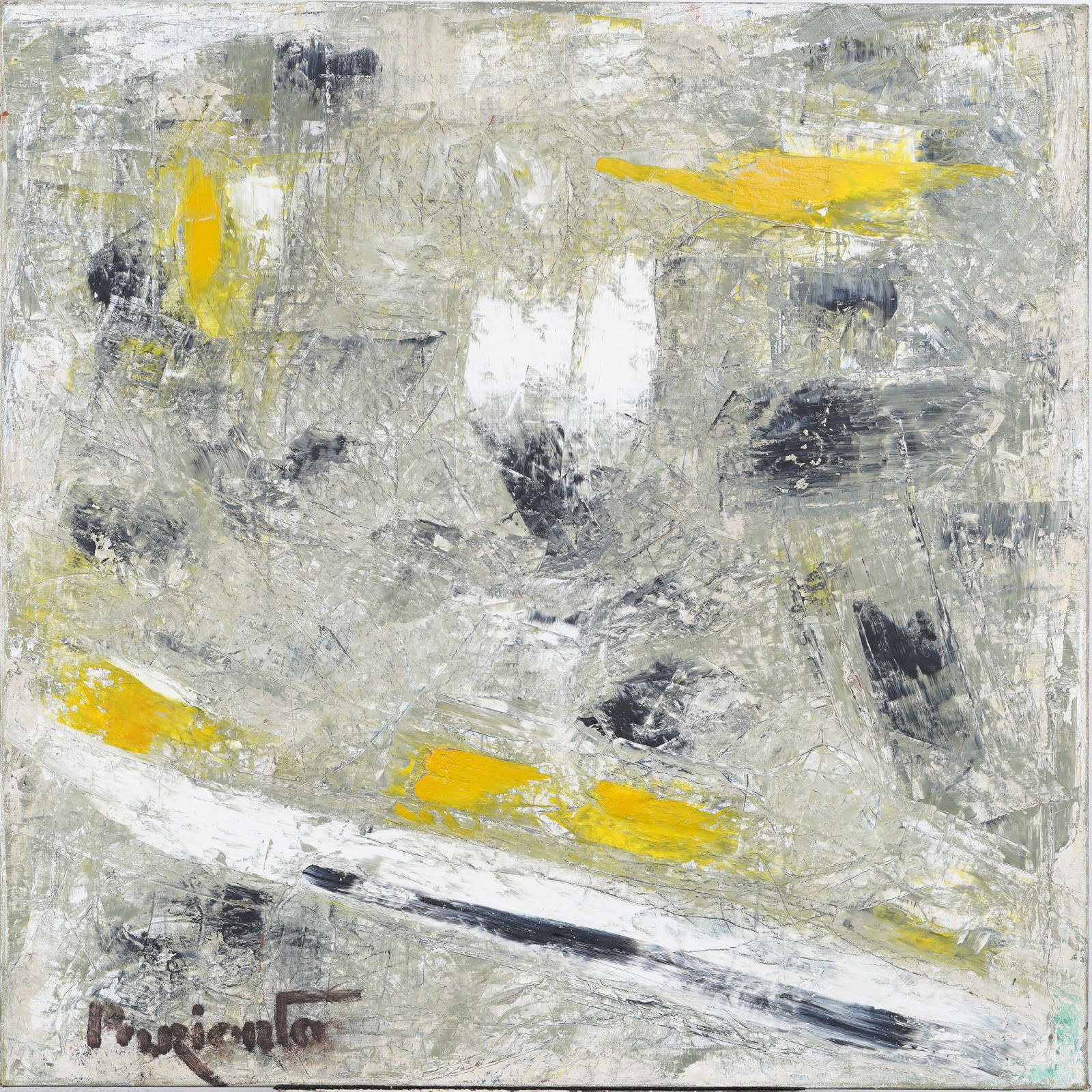 Abraham Pariente (B1962) Israeli American Modernist Abstract Expressionist Framed Oil Painting: Vintage American oil painting. Oil on canvas. Measuring: 36 by 36 inches overall. Please see all images for condition. Size is measured and written on the back of the painting or next to each object.