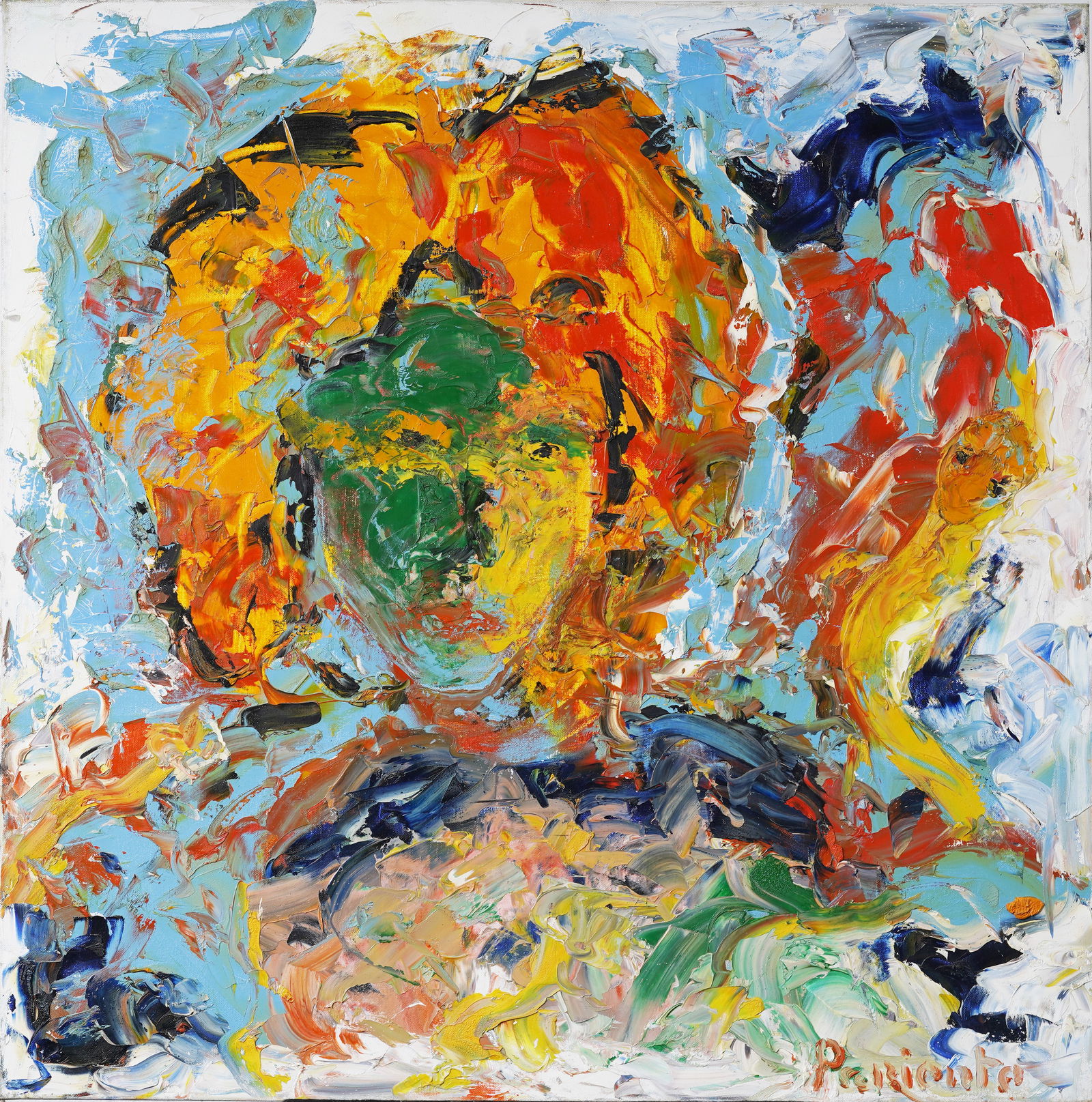 Abraham Pariente (B1962) Israeli American Modernist Abstract Figural Portrait Framed Oil Painting (1 of 5)