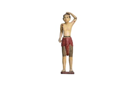 Carved Standing Figure with Painted Sarong