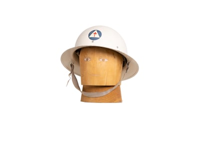 Vintage Civil Defense Helmet with Painted Emblem