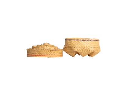 Pair of Woven Baskets with Decorative Patterning