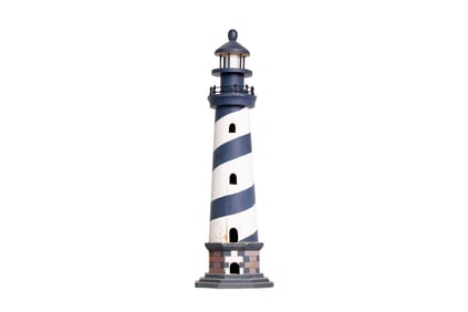Painted Wooden Lighthouse Sculpture