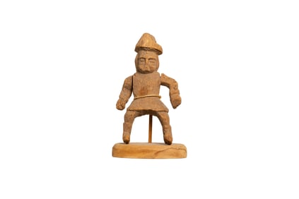 Carved Folk Art Wooden Figure on Stand