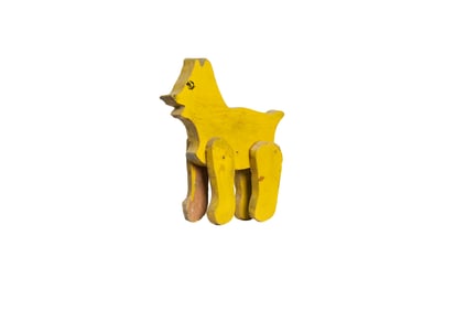 Yellow Painted Folk Art Dog Figure