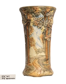 Pair of Woodland Glaze Vases Signed Weller